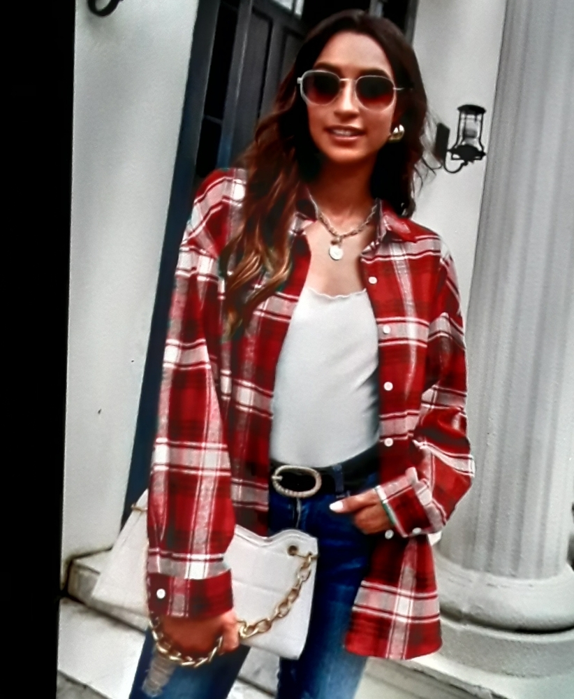 🔥Red and black plaid shirt